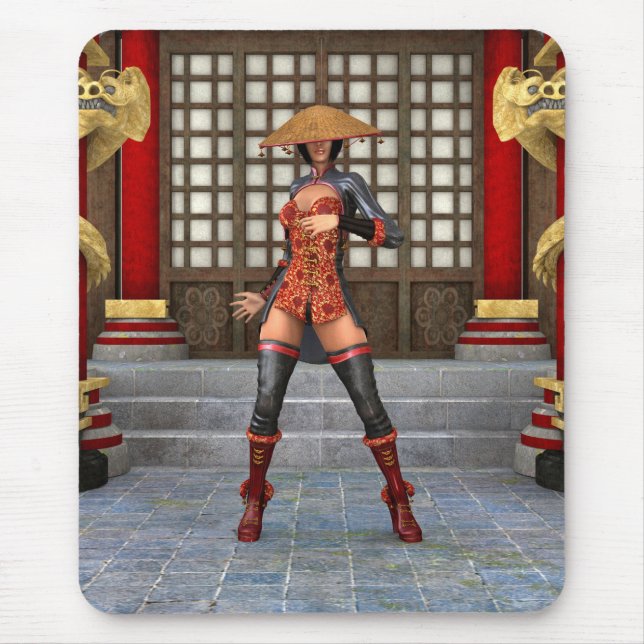 Asiatische Schlachtfrau Mousepad (Vorne)