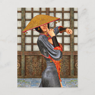 Asiatische Schlachtfrau Postkarte