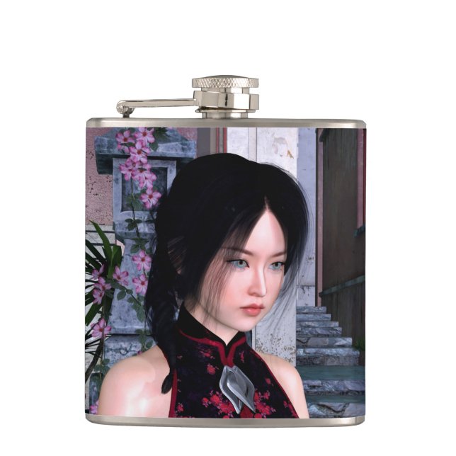 Asiatische Schönheit Flachmann (Vorderseite)