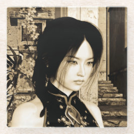 Asiatische Schönheit Glasuntersetzer