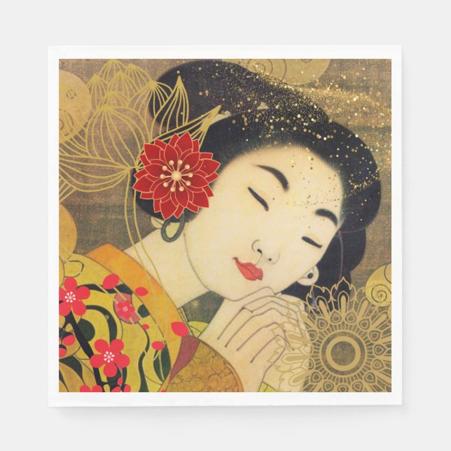 Asiatische Schönheit Serviette (Vorderseite)