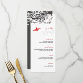 Asiatische Speisekarte für Hochzeitskrane mit rote Menükarte