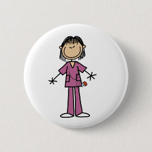 Asiatische Stäbchenfigur Krankenschwester Button