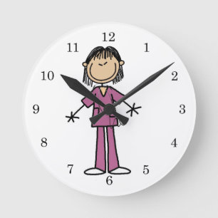 Asiatische Stäbchenfigur Krankenschwester Runde Wanduhr