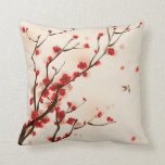 Asiatische Stilmalerei, Pflaumenblüte im Frühling Kissen<br><div class="desc">Schönes Plum Blossom im Frühling,  Wasserfarbe im orientalischen Stil | Tintenwaschmalerei. Symbolisieren Liebe und Glück.</div>