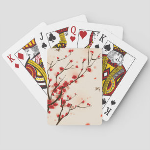 Asiatische Stilmalerei, Pflaumenblüte im Frühling Spielkarten