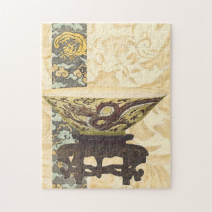 Asiatische Tapisserie mit Schüssel-und