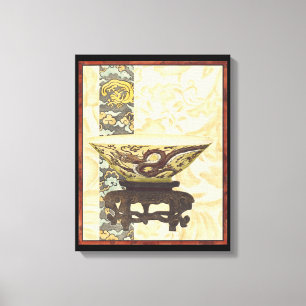 Asiatische Tapisserie mit Schüssel-und Leinwanddruck