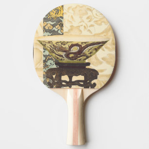 Asiatische Tapisserie mit Schüssel-und Tischtennis Schläger