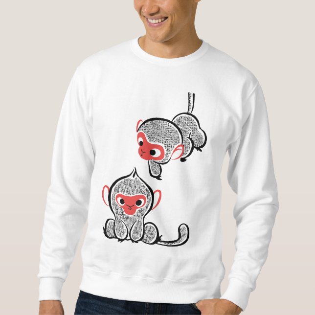 Asiatischer Affe Duo: Sitzen und Klettern Sweatshirt (Vorderseite)
