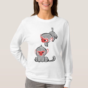 Asiatischer Affe Duo: Sitzen und Klettern T-Shirt
