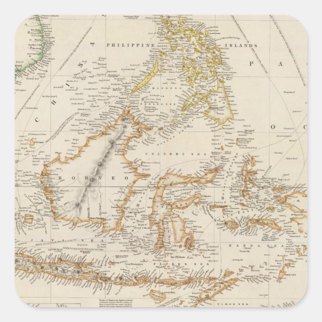 Asiatischer Archipel Quadratischer Aufkleber (Vorderseite)