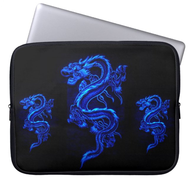 Asiatischer Blauer Drachenschlauch Laptopschutzhülle (Vorderseite)