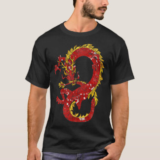 Asiatischer chinesischer Drache in Rot und Gold De T-Shirt