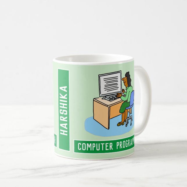 Asiatischer Computerprogrammierer mit Namen. Kaffeetasse (VorderseiteRechts)