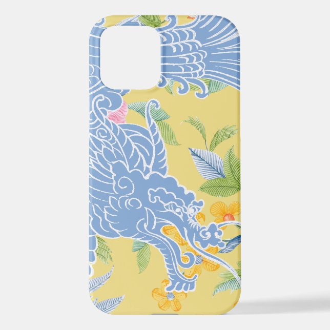 Asiatischer Drache - Blau auf Pastel iPhone 12 Hülle (Rückseite)