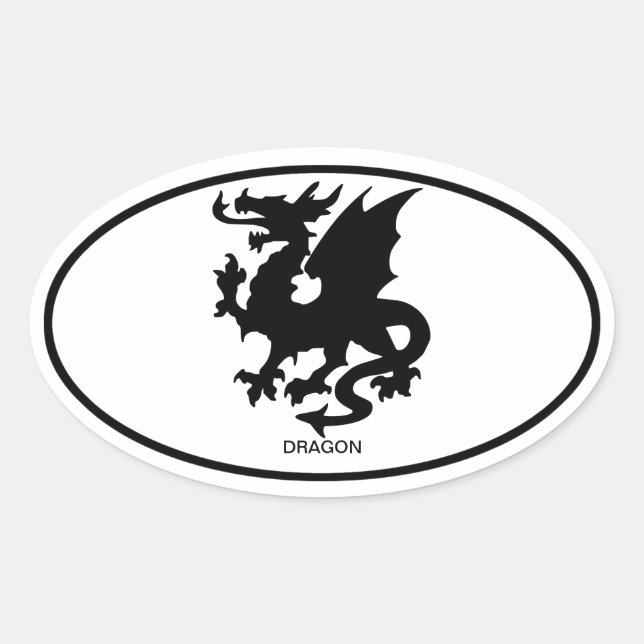Asiatischer Drache Ovaler Aufkleber (Vorderseite)