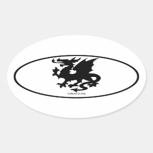 Asiatischer Drache Ovaler Aufkleber