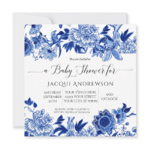 Asiatischer Einfluss Blue White Floral Baby Dusche