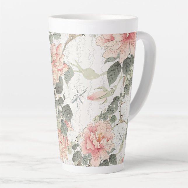 Asiatischer Einfluss Rosa-Pink-Blume Chinesisch Milchtasse (Rechte Ecke)
