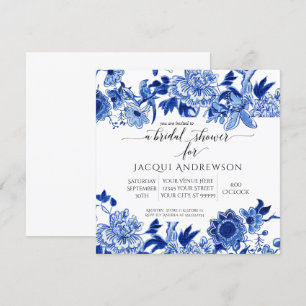 Asiatischer Einfluss White Blue Floral  Brautparty Einladung