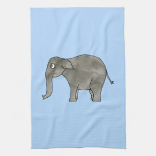 Asiatischer Elefant, auf hellblauem. Handtuch