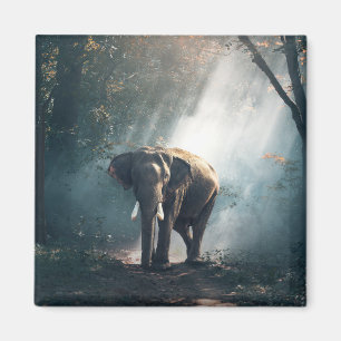 Asiatischer Elefant in einem sonnenbeleuchteten Wa Magnet