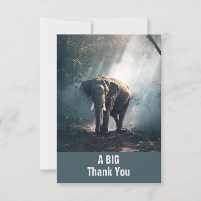 Asiatischer Elefant in einem sonnigen Wald Vielen  Dankeskarte (Vorderseite)