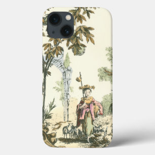 Asiatischer Garten mit Frau und Tieren iPhone 13 Hülle