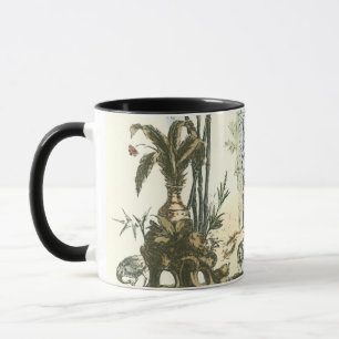 Asiatischer Garten mit Frau und Tieren Tasse