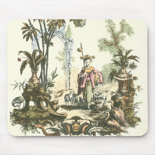 Asiatischer Garten mit Frauen und Tieren Mousepad (Vorne)