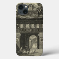 Asiatischer Kaisertempel in Schwarz und Weiß