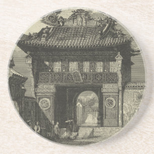 Asiatischer Kaisertempel in Schwarzem u. im Weiß Getränkeuntersetzer