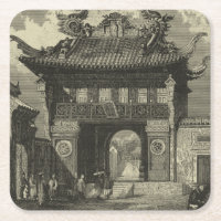 Asiatischer Kaisertempel in Schwarzem u. im Weiß