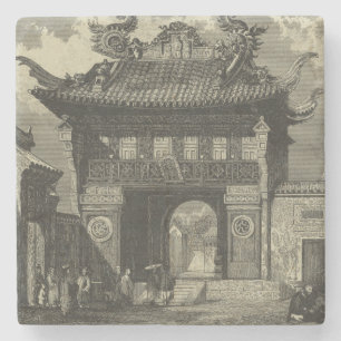 Asiatischer Kaisertempel in Schwarzem u. im Weiß Steinuntersetzer