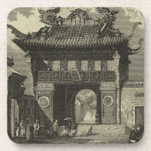 Asiatischer Kaisertempel in Schwarzem u. im Weiß Untersetzer