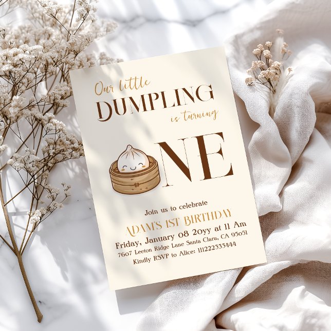 Asiatischer Kleine Dumpling Kawaii erster Geburtst Einladung (Von Creator hochgeladen)