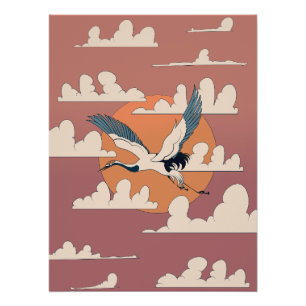 Asiatischer Kranich im Flug Poster