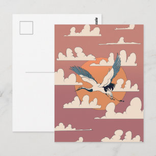 Asiatischer Kranich im Flug Postkarte