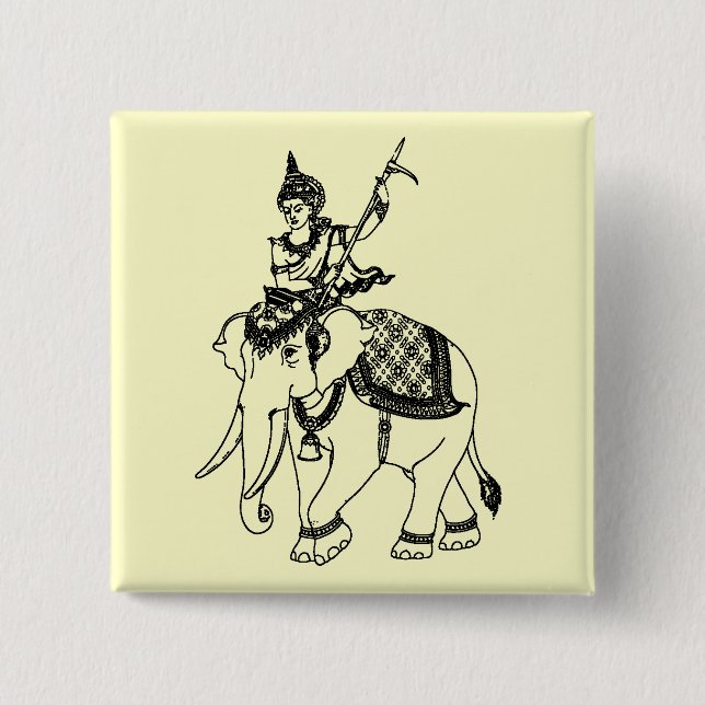 ASIATISCHER KUNST-SÜDGOTT AUF ELEFANTEN BUTTON (Vorderseite)