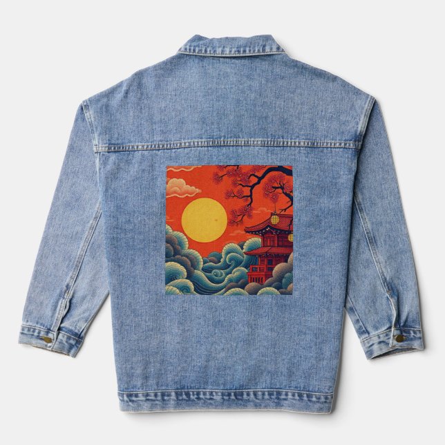 Asiatischer Pazifik Inspiriert Denim Jacket Jeansjacke (Rückseite)