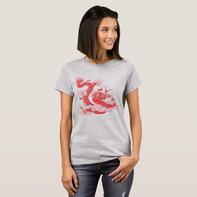 Asiatischer Roter Drache T-Shirt (Vorne ganz)