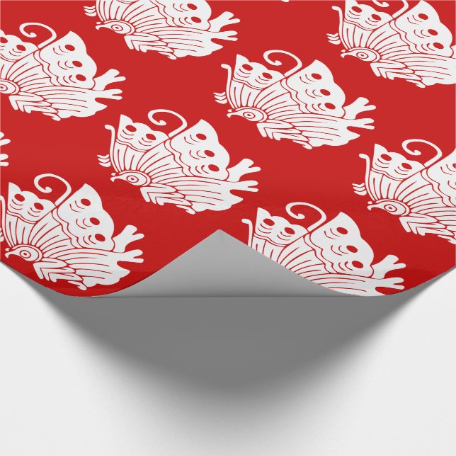 Asiatischer Schmetterlings-Japaner Kamon Entwurf Geschenkpapier (Ecke)