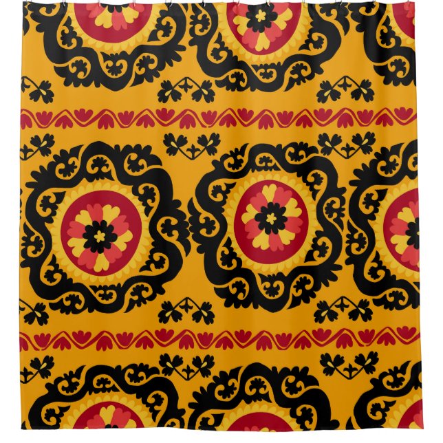Asiatischer Teppich Suzanne: Traditionelle Sticker Duschvorhang (Vorderseite)