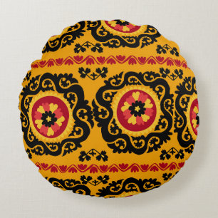 Asiatischer Teppich Suzanne: Traditionelle Sticker Rundes Kissen