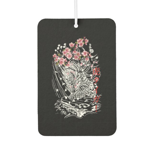 Asiatischer Tiger mit Kirschblüten und Japanisch Autolufterfrischer (Vorderseite)