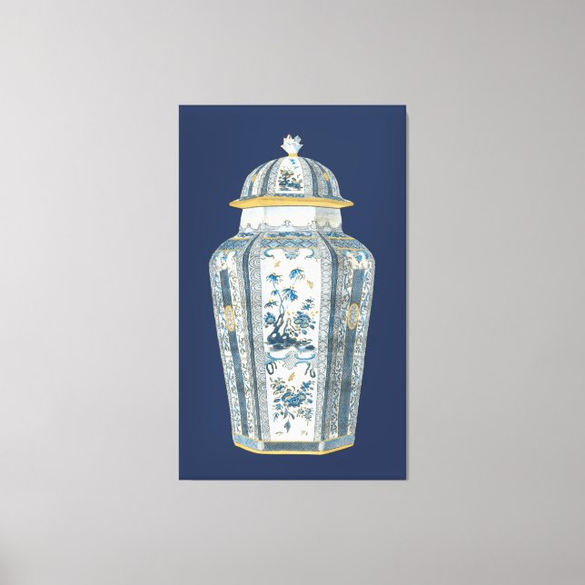 Asiatischer Urner in Blau und Weiß Leinwanddruck (Vorderseite)