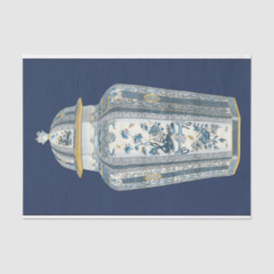 Asiatischer Urner in Blau und Weiß Seidenpapier
