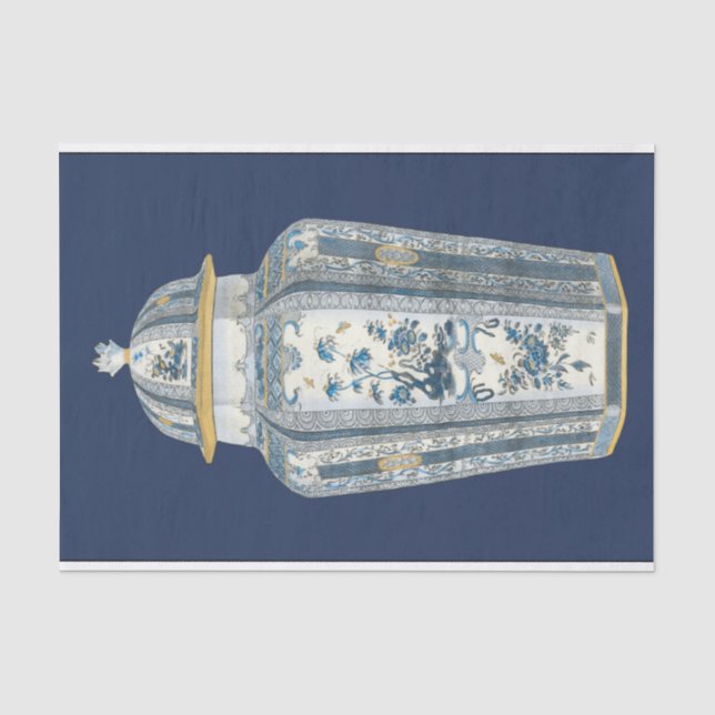 Asiatischer Urner in Blau und Weiß Seidenpapier (Vorderseite)