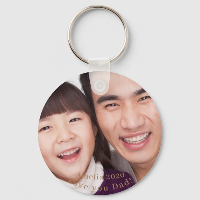 Asiatischer Vater und Tochter Schlüsselanhänger (Vorderseite)